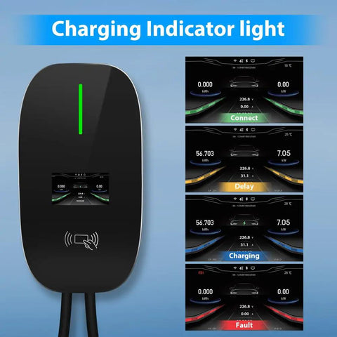 Tesla Level 2 EV Charger 48 Amp Wall Charger Hardwired WiFi Enabled with Smart App and charging indicator light