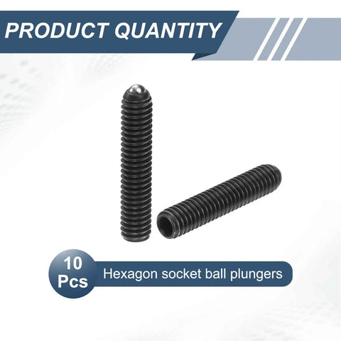 10 Pack M4 Thread Ball Plungers With Hex Socket, 20mm Length, High Carbon Steel Spring Plungers For Lubrication And Pneumatic Tools