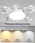 Totally Slick Remote Controlled Ceiling Fan Light Combo with three-color dimming and compact design for versatile home use.