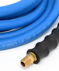 Lightweight Yet Durable Rubber Air Hose Three Eighths Inch By Fifty Feet, 300 PSI, 100 Percent Rubber, Ozone Resistant With Polyester Braided