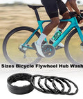 Cyclist with 8 Piece Aluminum Alloy Bike Flywheel Hub Washer Spacer Set With Seven Sizes 1.0mm 1.5mm 1.85mm 2.0mm 2.18mm 2.35mm 2.5mm