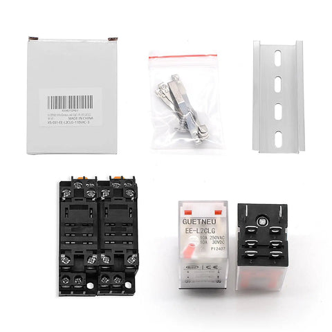 2 Pack Beefed Up Electromagnetic Power Relays With Red Indicator Light For Industrial And DIY Projects Flame Retardant PBT Terminal Base And PC Housing Superior Electrical Insulation Heat And Chemical Resistance Long Lasting Reliability, 110 VAC DPDT relays