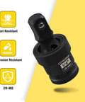 Heavy Duty Universal Joint Swivel Socket Set Three-Piece 1/2, 3/8, and 1/4 Inch Drive Flexible U-Joint Adapters, CR-Mo Steel
