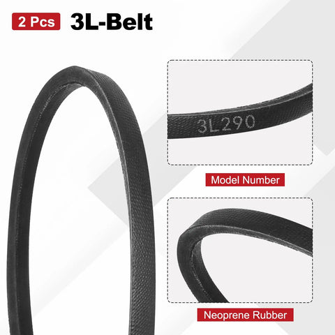 3L290 Wrapped Rubber V Belt 3L Section Pack Of 2 for industrial machinery, garden tools, small equipment, close-up view