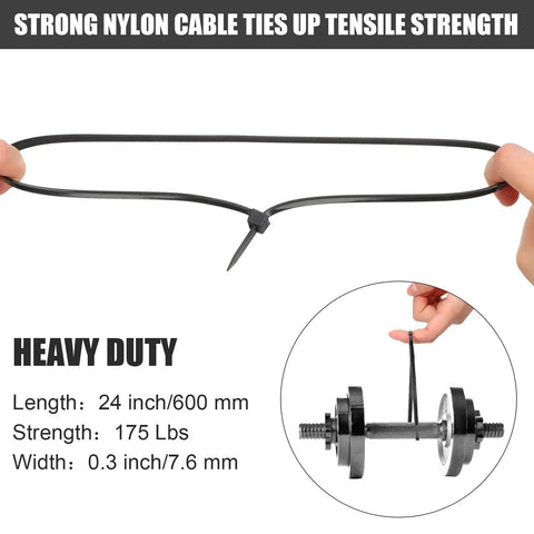 Person holding Beefy Heavy Duty 24 Inch Nylon Cable Ties 175 Lb Tensile Strength Self Locking UV Resistant For Indoor And Outdoor Use