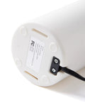 Compact Electric Flax Seed Grinder for Smooth Fresh Grinding Plug In Design base with cable. Rust resistant white exterior.