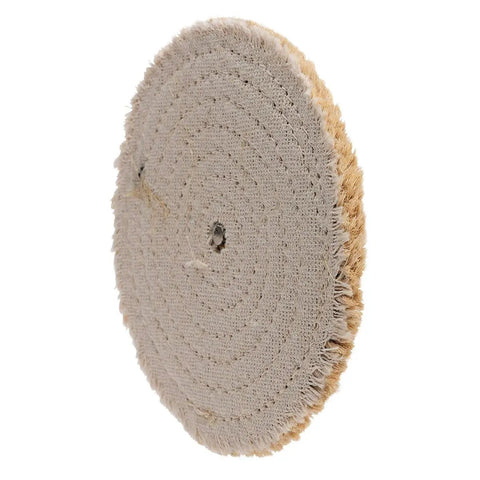 Badass 6 Inch Sisal Buffing Wheel For Metals, Fast Cutting Polsher Pad With Half Inch Arbor Hole showing the sisal fiber construction.