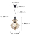 Rustic Farmhouse Pendant Light With Adjustable Height, showcasing dimensions and wooden design, warm tone for kitchen and dining.