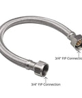 12 Inch Braided Stainless Steel Water Heater Connector Hose 3/4 Inch FIP X 3/4 Inch FIP Female Iron Pipe Thread Flexible Leak Proof Easy Install