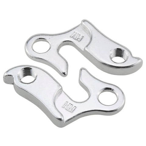 Two Pack Aluminum Alloy Rear Derailleur Hangers For Mountain And Road Bikes, Go-To Universal Transmission Rack Guard, view of two silver hangers