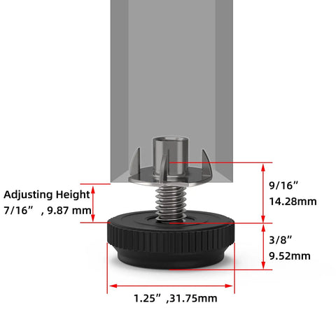 Diagram of 8 Pack 5/16-18 Stainless Steel Adjustable Threaded Furniture Leg Leveling Feet With Screw-In Glide Levelers And T Nut Kit