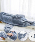 Cozy Shark Blanket Hoodie For Adults Wearable Sleeping Bag With Fin And Tail Flap Design Perfect For Lounging At Home