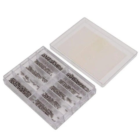 Sleek Watch Cross Screw Kit Tool For Wristwatch And Clock Back Case Repair Featuring Multi Size Stainless Steel Machine Screws in storage case