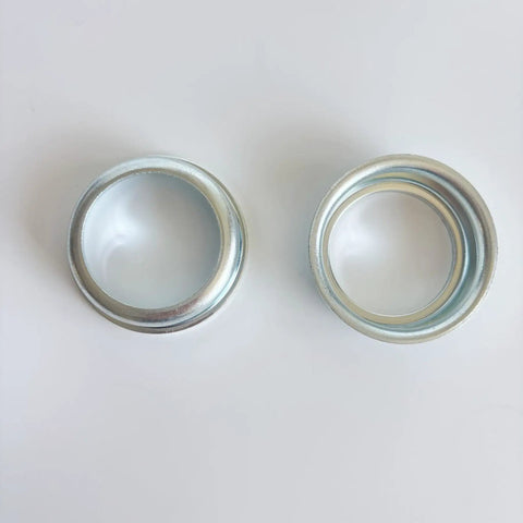 Close-up of 2 Inch Cup Bottom Bracket Set For One Piece Crank Bikes With 6906Z Sealed Bearings, 15/16 Inch By 24 Threaded Cups, Silver Finish