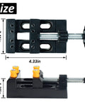 Adjustable Back Watch Case Opener And Holder Tool dimensions shown in black and orange, pro grade watchmaker gear in metal and plastic.