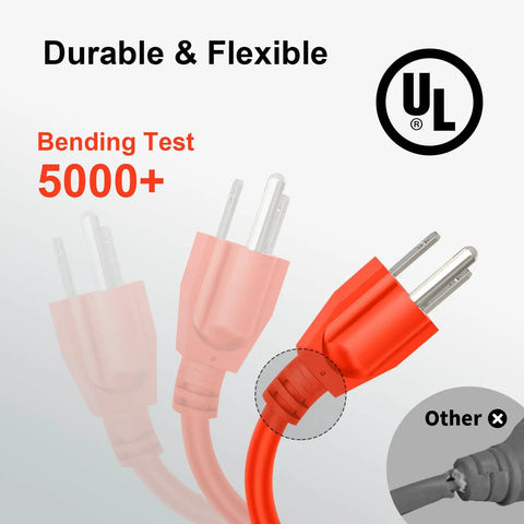 Outdoor Extension Cord 100 Ft Waterproof Heavy Duty 16/3 SJTW Flexible Copper 3 Prong Power Cable For Lawn And Garage And Jobsite UL Listed