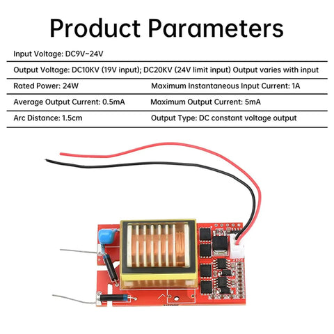 Compact Dc Booster Module Powers 9 To 24V Right Into A Knockout 10Kv Up To 20Kv High Voltage Generator with copper coil and circuit.