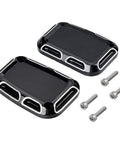 Premium CNC Machined Brake Clutch Master Cylinder Covers For Custom Cruisers in anodized aluminum finish with screws.