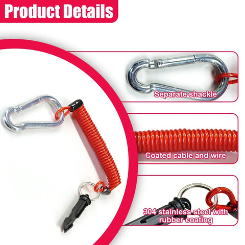 Tough As Nails Trailer Breakaway Cable With Universal RV Camper Brake Tether Line, featuring 304 stainless steel and rubber coating.