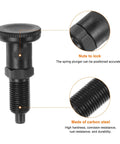 M10x1 Push Fit Ball Nose Spring Index Plunger with Retractable Location Pin showing threaded end detail, carbon steel build.