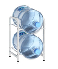 Two Tier Water Jug Stand For 5 And 3 Gallon Bottles, Space Saving Steel Rack For Home Office And Kitchen, Sturdy White Finish