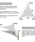 Installation diagram of Triangle Shade Sail 18x18x25.5 Breathable Light Grey Outdoor Canopy That Blocks 95 UV Rays