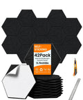 Amp Up Your Room Acoustics 42 Pack Hexagon Peel And Stick Acoustic Panels High Density Polyester Felt Foam Wall Tiles For Home Studio And Gaming Setup Crisp Clear Audio Vibes with measurement tools.