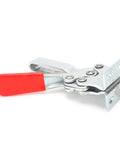Beefy Horizontal HT 225 D Welding Toggle Clamp With Arrow Storage Case Heavy Duty Cold Rolled Steel 227 Kg Holding Capacity 100 Degree Handle For Welding Assembly And Luggage Hasp, red handle