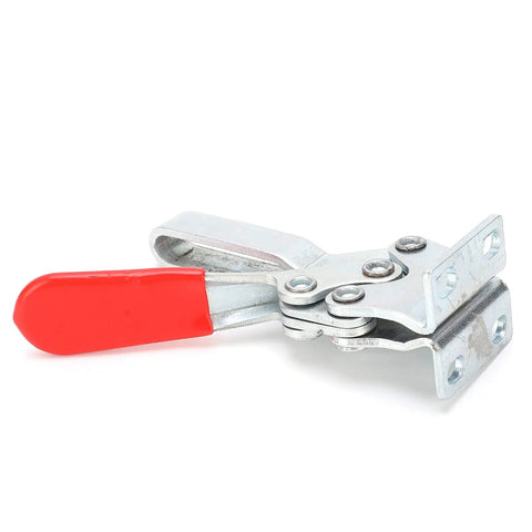 Beefy Horizontal HT 225 D Welding Toggle Clamp With Arrow Storage Case Heavy Duty Cold Rolled Steel 227 Kg Holding Capacity 100 Degree Handle For Welding Assembly And Luggage Hasp, red handle