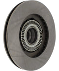 Front brake rotor, vented steel with inner cooling vent ring, angled view