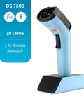 Wireless Bluetooth 2D Barcode Scanner With Hands Free Operation, Charging Cradle, Built In Memory, DS7500 2D Blue