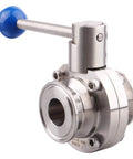 Sanitary Butterfly Valve With Pull Handle 304 Stainless Steel Tri Clamp Clover 1 Point 5 Inch Tube OD Fits 1 Point 5 Inch Tri Clamp
