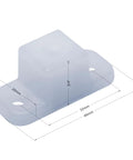 4 Pack 3/4 Inch White Plastic Drawer Slide Spacers Cabinet Side Shims, detailed view showing dimensions for alignment use.