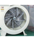 Heavy Duty 2 HP Dust Collector With Balanced Cast Aluminum Impeller And Dual Four Inch Inlets For Workshops close-up of the impeller.