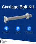 5/16-18 Inch Fully Threaded Hot Dipped Galvanized Carriage Bolt Kit For Exterior Projects with flat washers and hex nuts