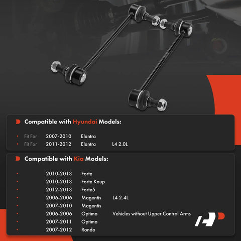 Front Sway Bar Link Set for Hyundai Elantra 2007 2012 and Kia Forte Forte Koup Forte5 Rondo Magentis Optima 2006 2011 2 Pack
