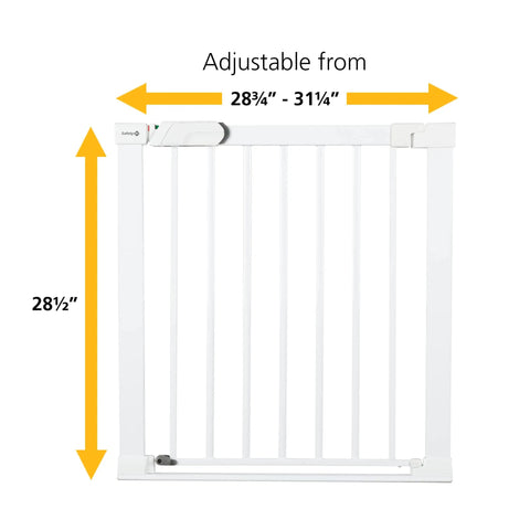 Flat Step Pressure Mounted Baby Gate For Doorways With Door, Easy No Drill Install, Pet Friendly Design For Hallways And Stairs, White, Keeps Kids And Pets Safe, Adjustable Fit From 28¾ To 31½ Inches Wide, Durable And Convenient