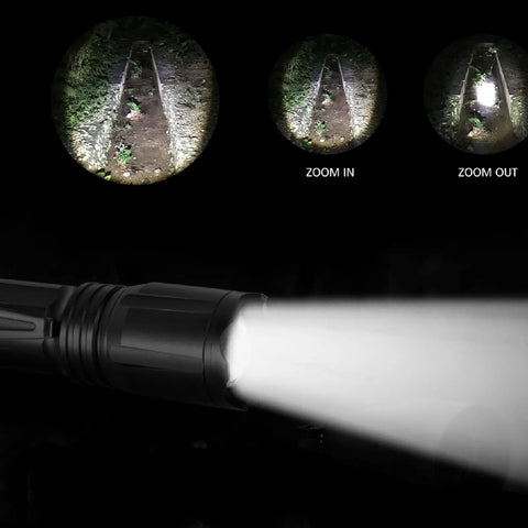 Upgraded Zoomable RGBW Flashlight With Four Color Modes Green Red Blue White Memory For Night Vision Pro Grade beam on path