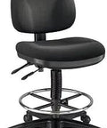 Deluxe Drafting Chair For Artists And Designers With Pneumatic Height Control, tilt back, articulating seat, dual wheel casters, black
