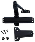 DC6003 Beefy Medium Duty Automatic Door Closer with screws, matte black finish, cast aluminum, surface mounted, size 3