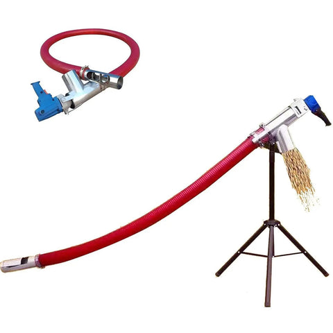 Workhorse Portable Grain Conveyor Auger For Home And Farm, 1.5m Screw Conveyor With Bracket, Red Hose, Dispensing Grains