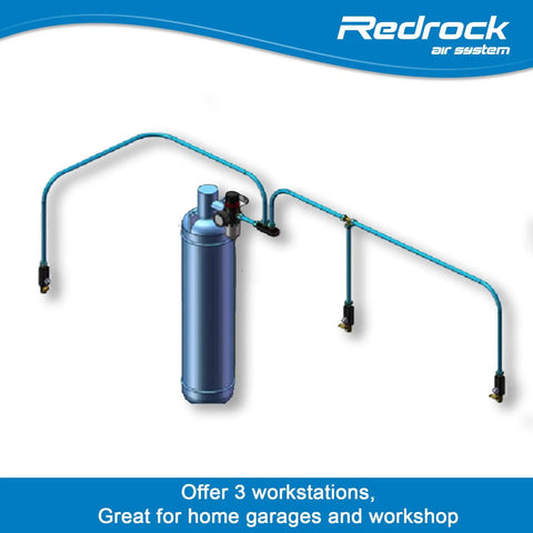 Leak Proof Air Compressor Piping Kit Half Inch HDPE Aluminum System Pro Grade 100 ft 200 PSI setup with three outlets