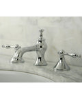 Widespread Lavatory Faucet With Brass Pop-Up Drain Five And Five Eighths Inch Spout Reach Polished Chrome No-Fuss Deck Mounted