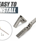 Skip The Fiddly Hardware 90 Degree Locking Folding Bracket Wall Shelf Hinge in nickel-coated steel for easy installation.