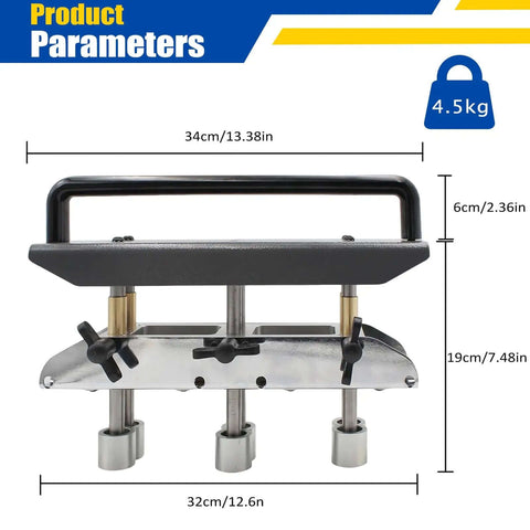 Three Station Roller Metal Bender with dimensions, adjustable large radius for roofing, easy bends on thin sheet metal, built tough.