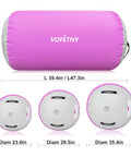 Inflatable Gymnastics Roller Tumbling Barrel 3.3ft Long By 2ft Diameter Octagon Mat Roll in pink with size options shown