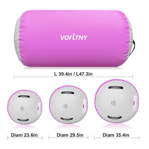 Inflatable Gymnastics Roller Tumbling Barrel 3.3ft Long By 2ft Diameter Octagon Mat Roll in pink with size options shown