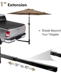 Truck with Hitch Mount Umbrella Holder for Tailgating and Travel, Adjustable 31 to 41 Inches, 2 Inch Receiver, providing shade