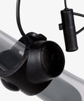 Close-up of 120dB Electric Bike Horn for Mountain and Road Bikes and Scooters, waterproof handlebar bell with battery compartment.