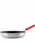 8 Inch Aluminum Fry Pan Nonstick Skillet With Cool Touch Handle, shown from side view, contoured edge, commercial grade 3003 aluminum